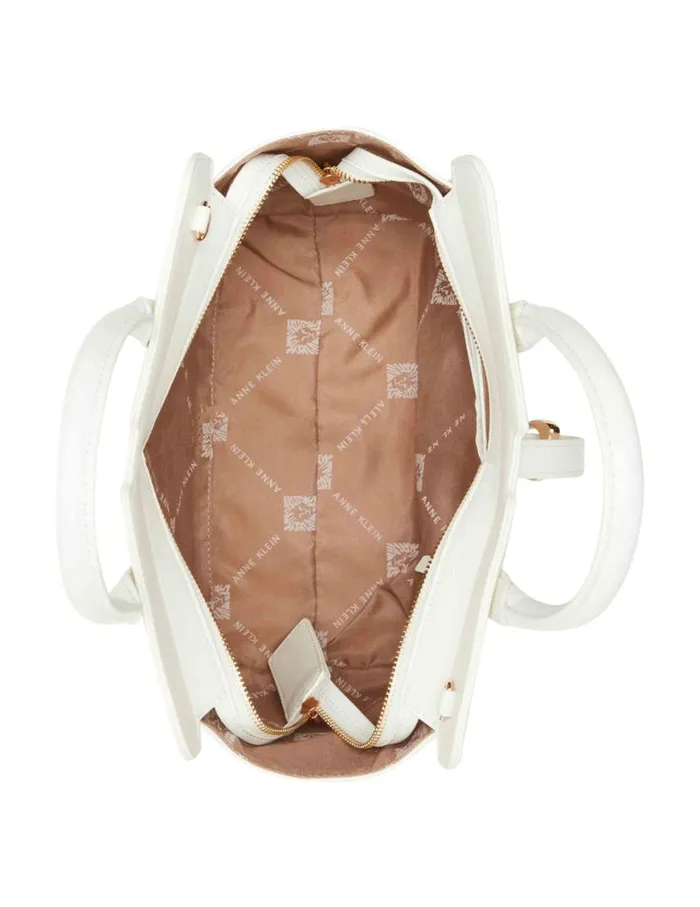 Women Sculpted Buckle Satchel and Detachable Strap Timeless Taupe Anne Klein Crossbody Bags