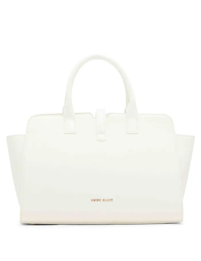 Women Sculpted Buckle Satchel and Detachable Strap Timeless Taupe Anne Klein Crossbody Bags