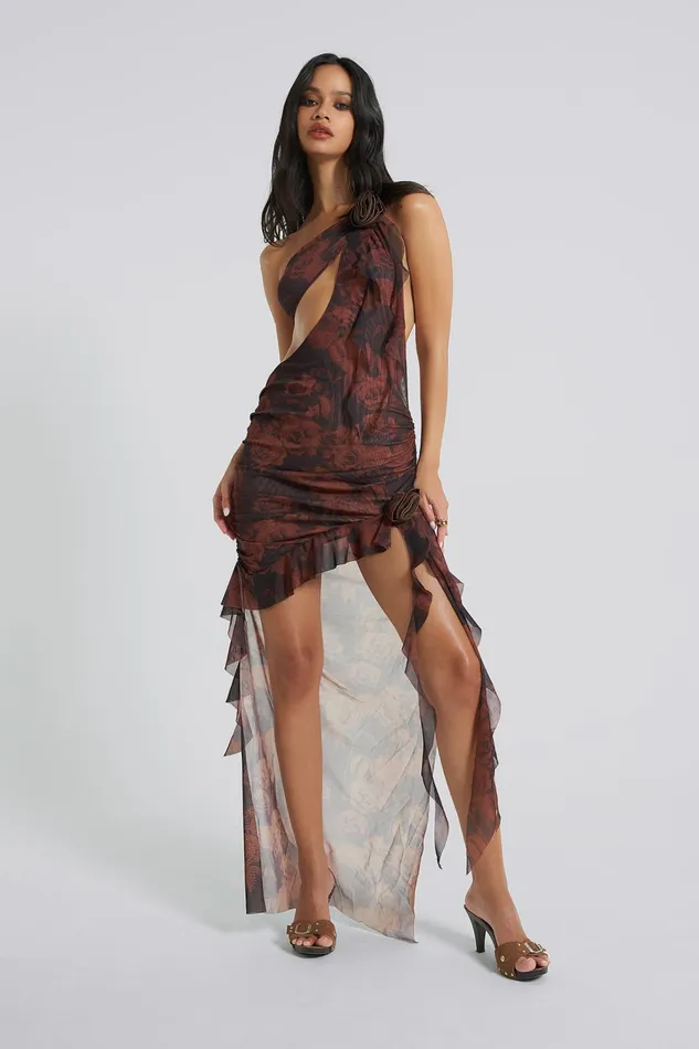 Women Shop Athena One Shoulder Draped Maxi Dress Jaded London Dresses