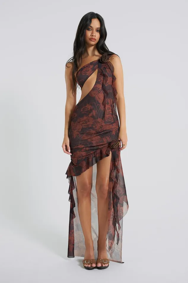 Women Shop Athena One Shoulder Draped Maxi Dress Jaded London Dresses