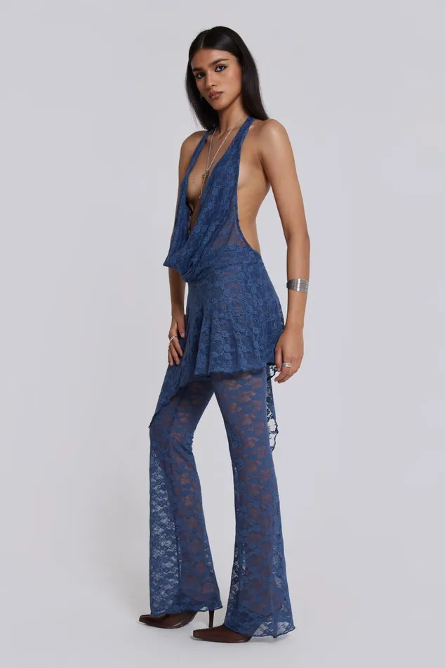 Women Shop Blue Riva Lace Coord Set Jaded London Dresses