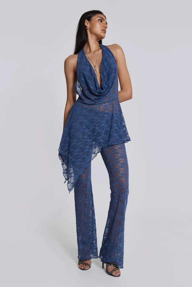 Women Shop Blue Riva Lace Coord Set Jaded London Dresses