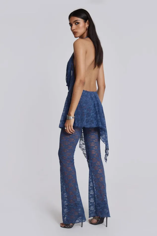 Women Shop Blue Riva Lace Coord Set Jaded London Dresses