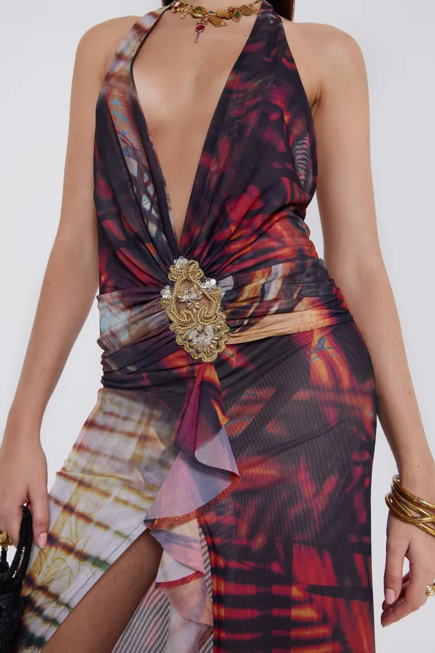 Women Shop Cindy Plunge Maxi Dress In Red Jaded London Dresses