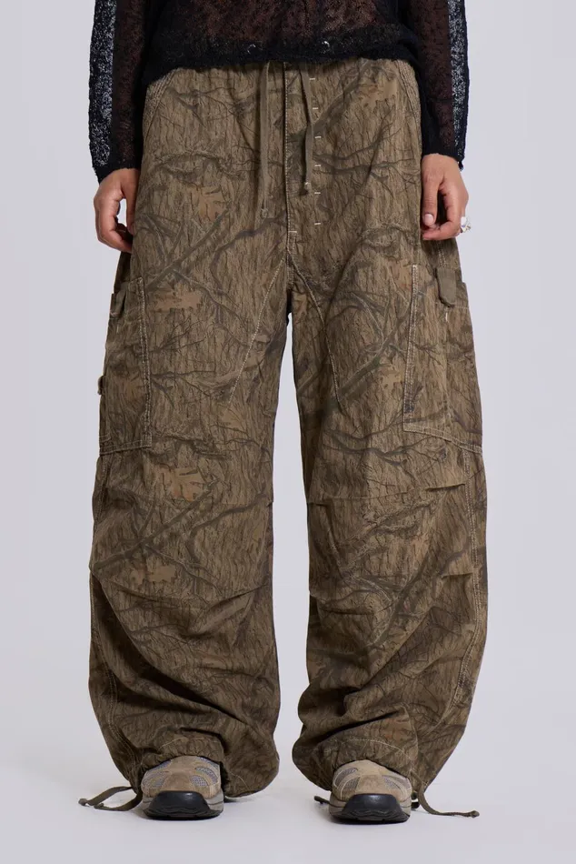 Women Shop Forest Camo Parachute Pants Jaded London Tops