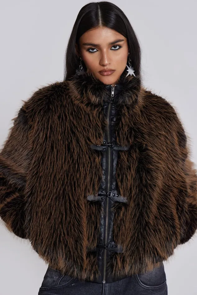 Women Shop Mendoza Faux Fur Jacket Jaded London Outerwear