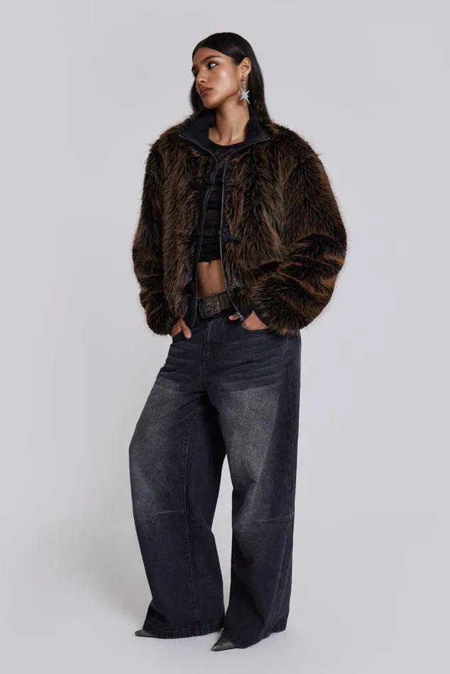 Women Shop Mendoza Faux Fur Jacket Jaded London Outerwear