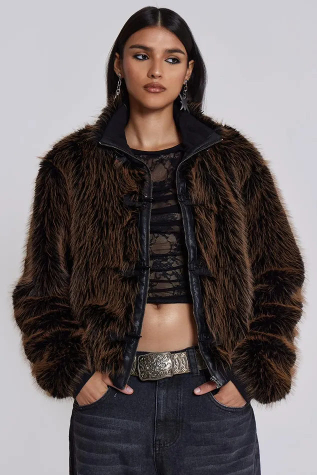 Women Shop Mendoza Faux Fur Jacket Jaded London Outerwear