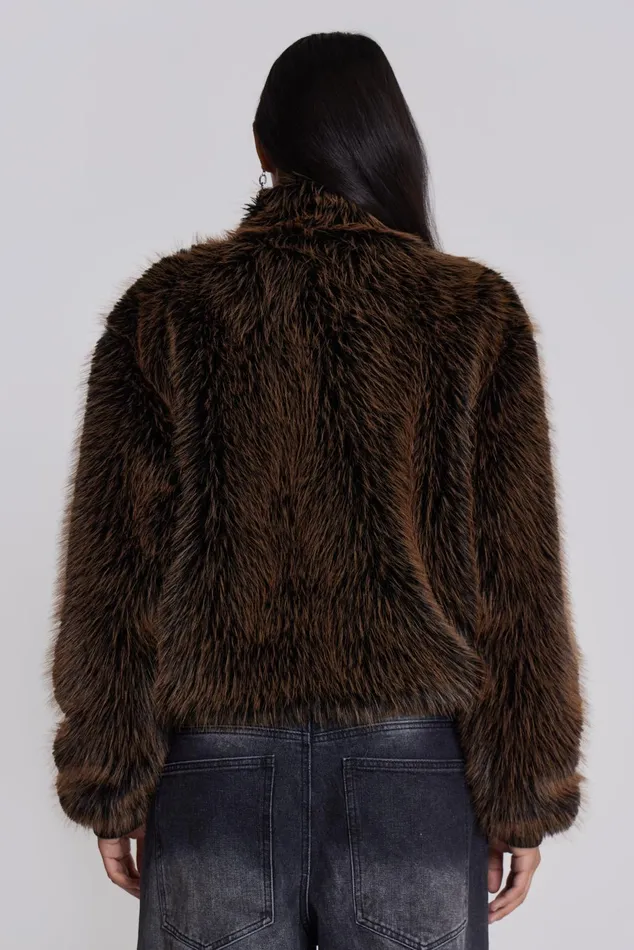 Women Shop Mendoza Faux Fur Jacket Jaded London Outerwear
