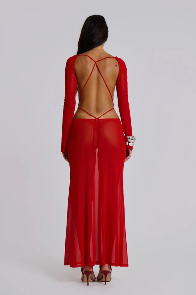 Women Shop MESH MAXI DRESS WITH BACK DETAIL Jaded London Dresses