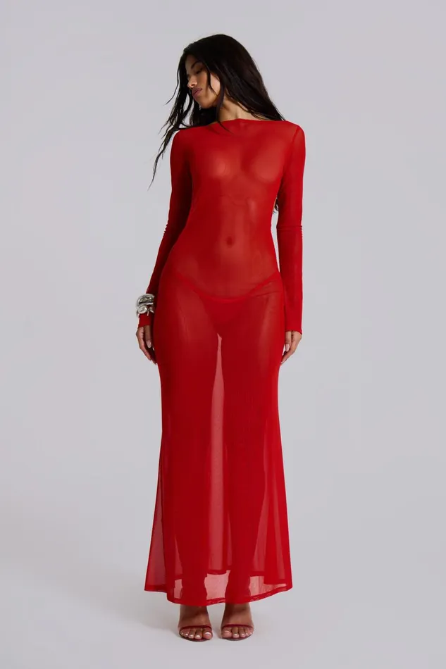 Women Shop MESH MAXI DRESS WITH BACK DETAIL Jaded London Dresses