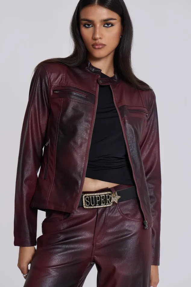 Women Shop Oxblood Piston Jacket Jaded London Outerwear