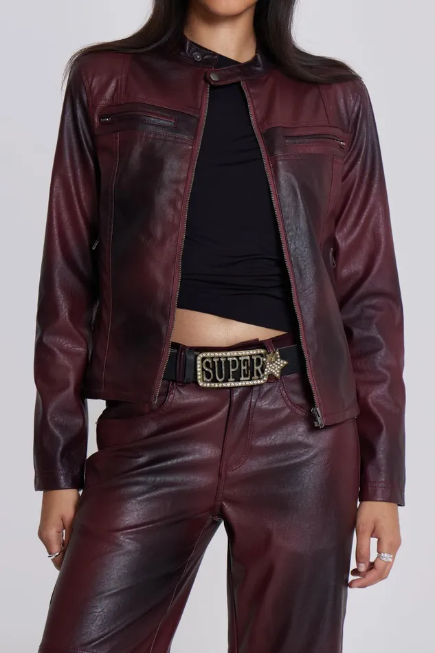 Women Shop Oxblood Piston Jacket Jaded London Outerwear