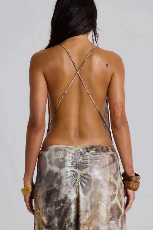 Women Shop Sedona Metallic Leopard Maxi Dress Jaded London Tops