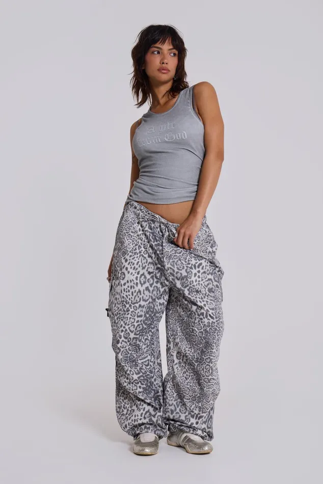 Women Shop Snow Leopard Parachute Pants Jaded London Tops