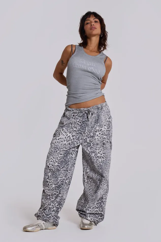 Women Shop Snow Leopard Parachute Pants Jaded London Tops