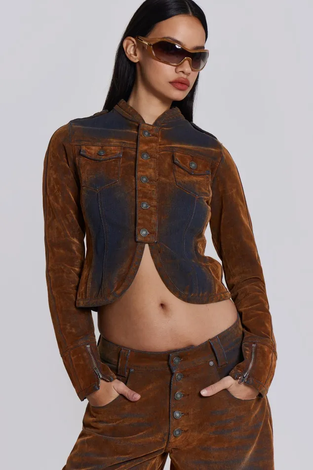 Women Shop Zebe Velvet Touch Jacket Jaded London Outerwear