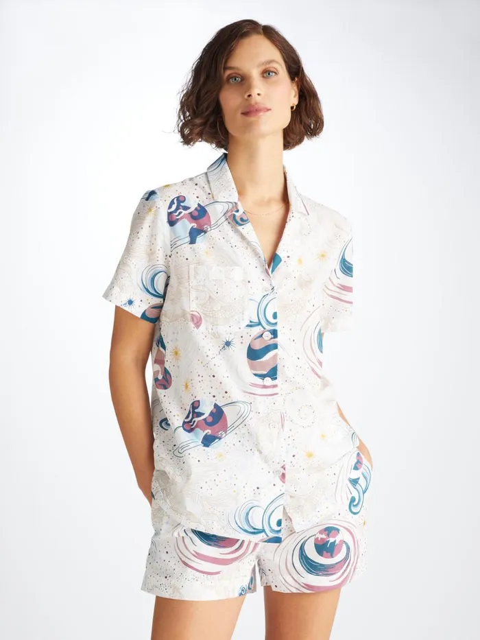 Women Short Pajamas Ledbury 76 Cotton Batiste White Derek Rose Cotton Pajamas