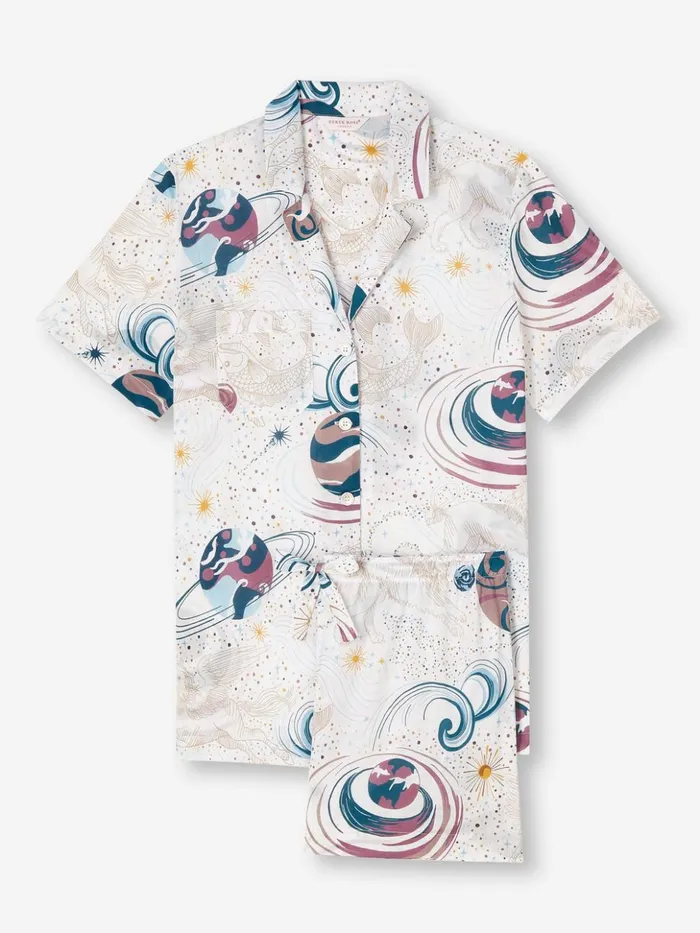 Women Short Pajamas Ledbury 76 Cotton Batiste White Derek Rose Cotton Pajamas