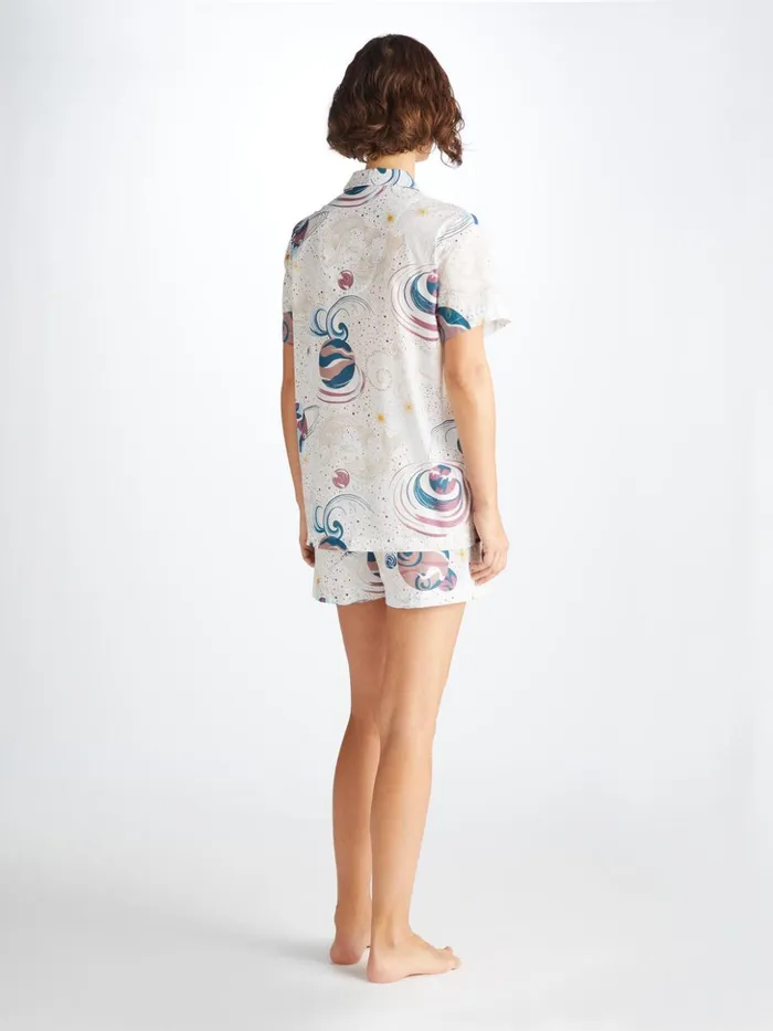 Women Short Pajamas Ledbury 76 Cotton Batiste White Derek Rose Cotton Pajamas