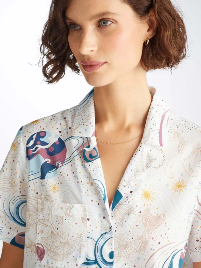 Women Short Pajamas Ledbury 76 Cotton Batiste White Derek Rose Cotton Pajamas