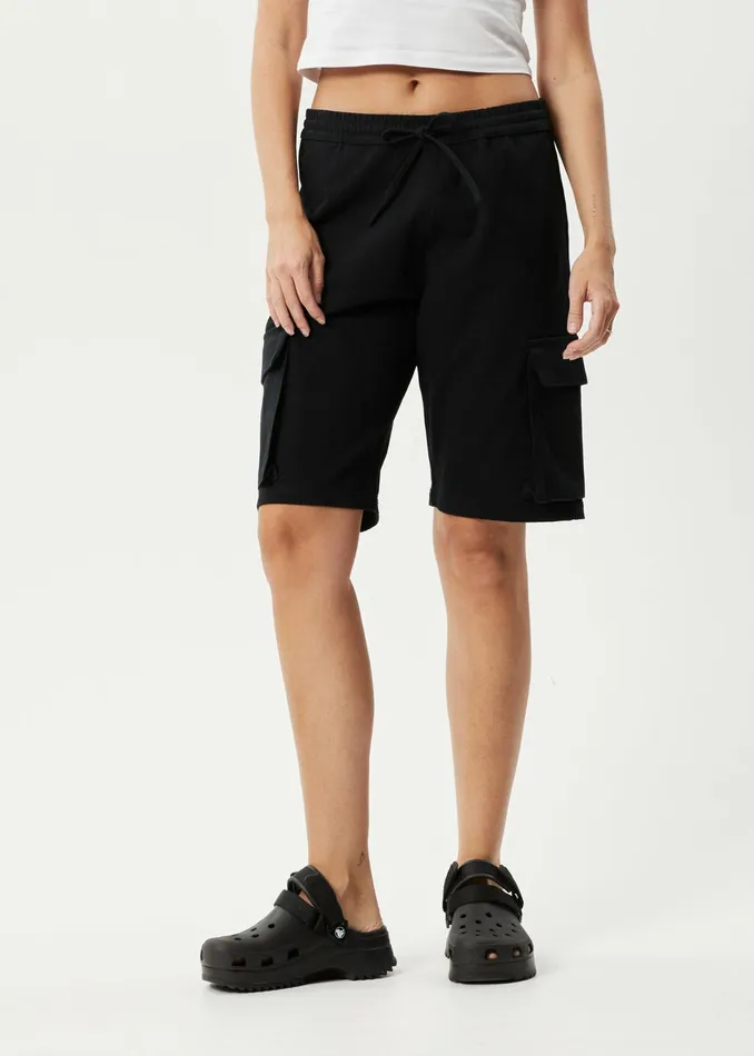 Women Shorts Afends AFENDS Womens Fuji 8211 Relaxed Cargo Short 8211 Black