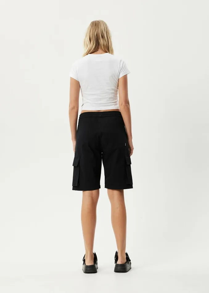 Women Shorts Afends AFENDS Womens Fuji 8211 Relaxed Cargo Short 8211 Black