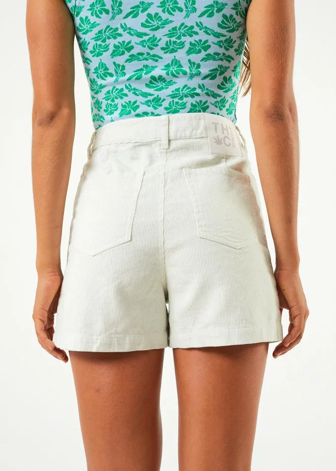 Women Shorts Afends AFENDS Womens Seventy Three039s 8211 Corduroy Short 8211 Off White
