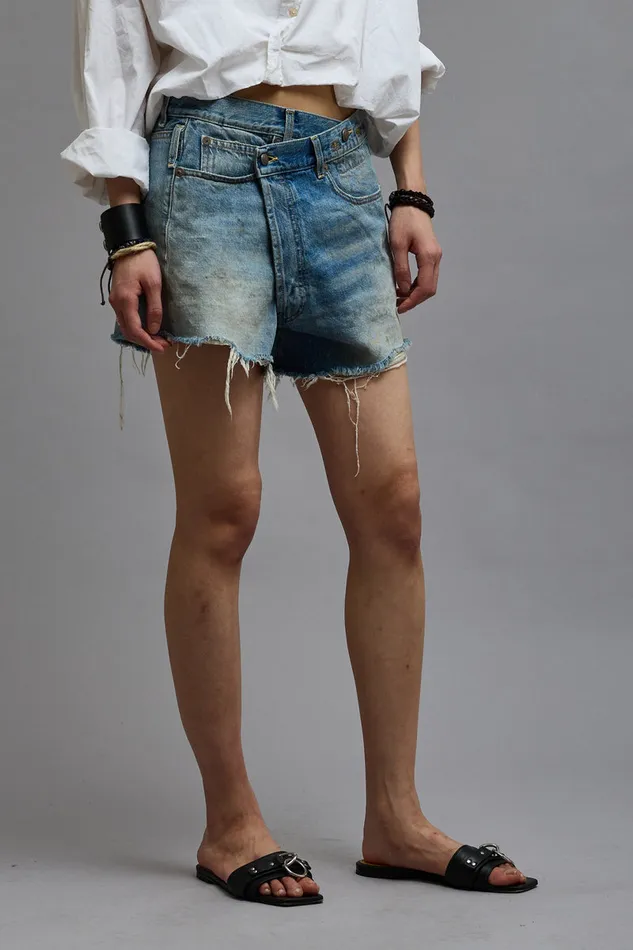 Women ShortsSkirts R13 Crossover Short 8211 Turner Blue