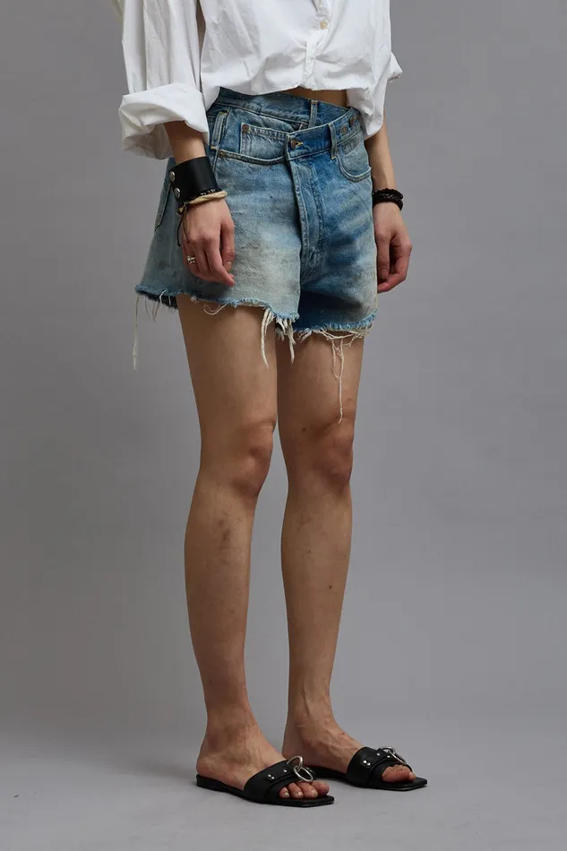 Women ShortsSkirts R13 Crossover Short 8211 Turner Blue