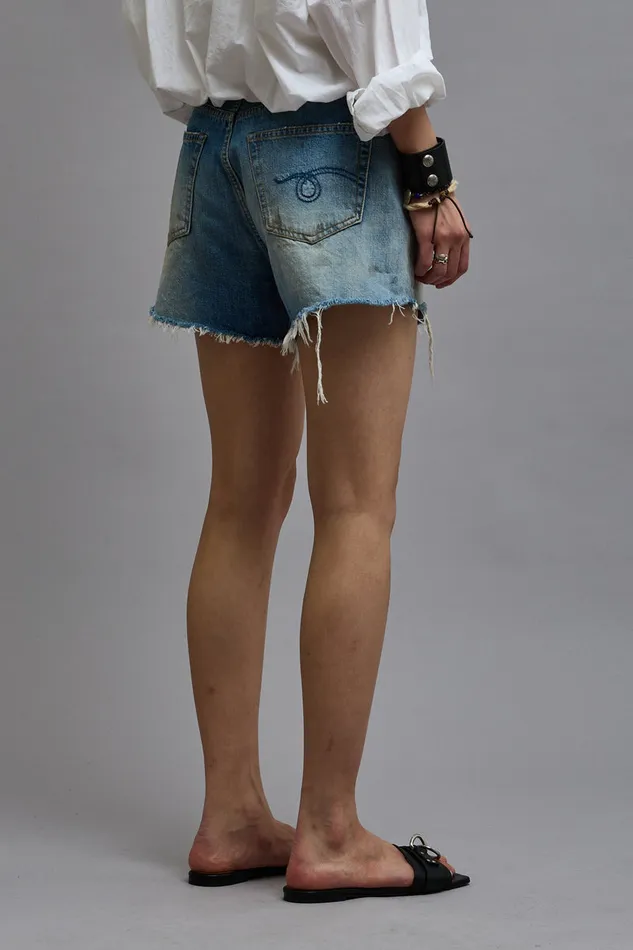 Women ShortsSkirts R13 Crossover Short 8211 Turner Blue