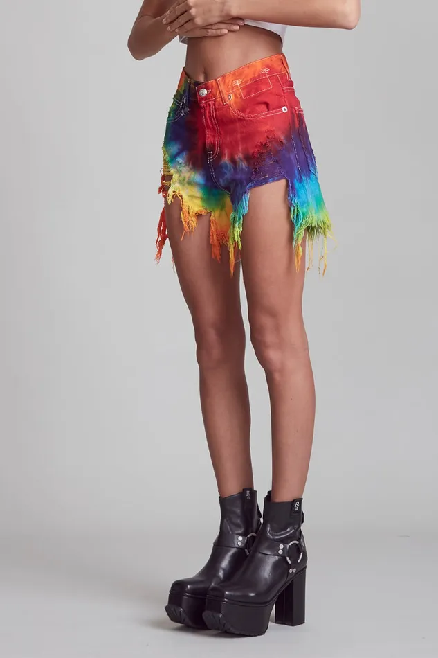 Women ShortsSkirts R13 Shredded Slouch Short 8211 Tie Dye Women ShortsSkirts R13 Shredded Slouch Short 8211 Tie Dye
