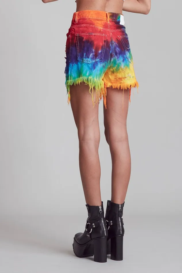 Women ShortsSkirts R13 Shredded Slouch Short 8211 Tie Dye Women ShortsSkirts R13 Shredded Slouch Short 8211 Tie Dye