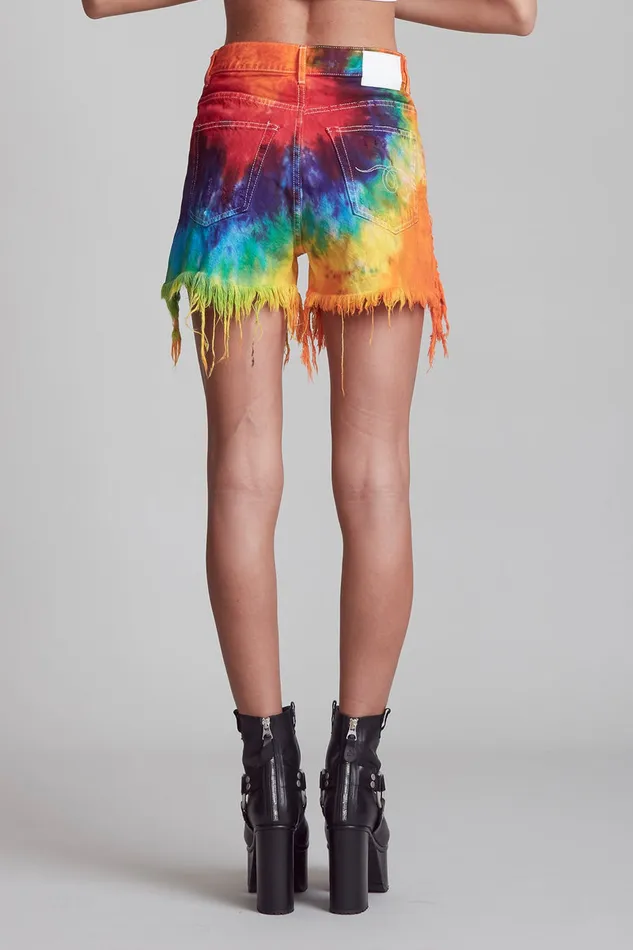 Women ShortsSkirts R13 Shredded Slouch Short 8211 Tie Dye Women ShortsSkirts R13 Shredded Slouch Short 8211 Tie Dye