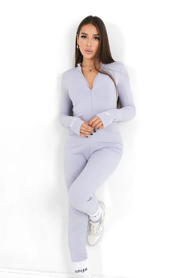 Women Sixth June Paris Dresses and Jumpsuits Ribbed Playsuit Logo Purple