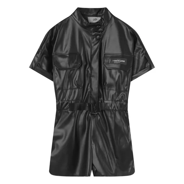 Women Sixth June Paris Dresses and Jumpsuits Tactical Faux Leather Playsuit Black Women Sixth June Paris Dresses and Jumpsuits Tactical Faux Leather Playsuit Black