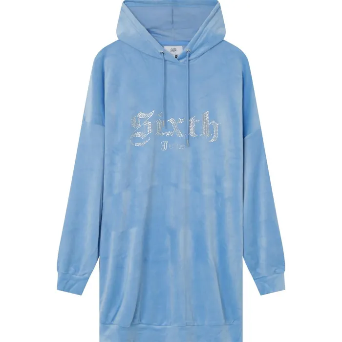 Women Sixth June Paris Dresses and Jumpsuits Velvet Strass Hoodie Dress Blue Women Sixth June Paris Dresses and Jumpsuits Velvet Strass Hoodie Dress Blue