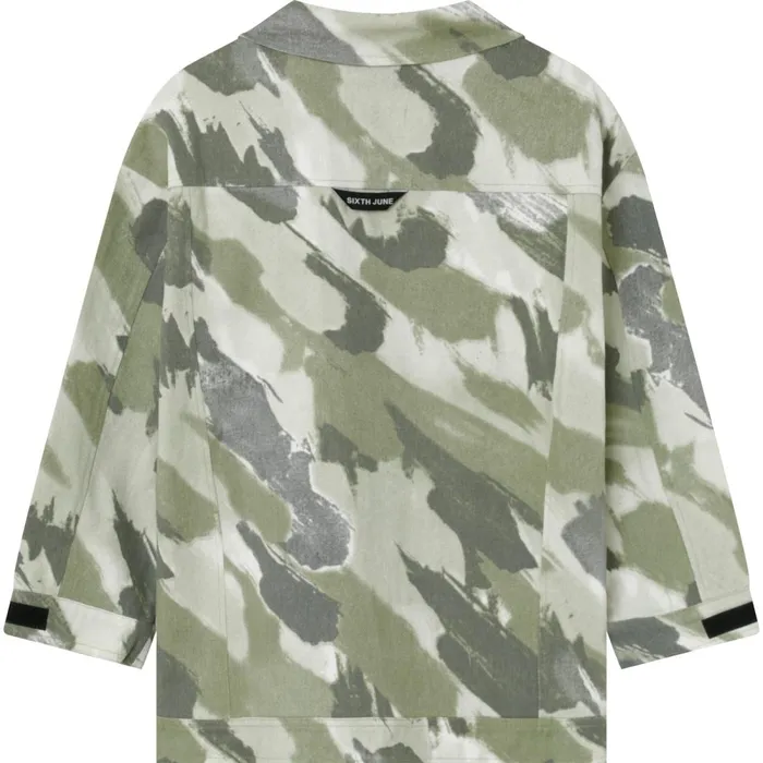 Women Sixth June Paris Outerwear Camouflage Oversized Jacket Khaki Green Women Sixth June Paris Outerwear Camouflage Oversized Jacket Khaki Green