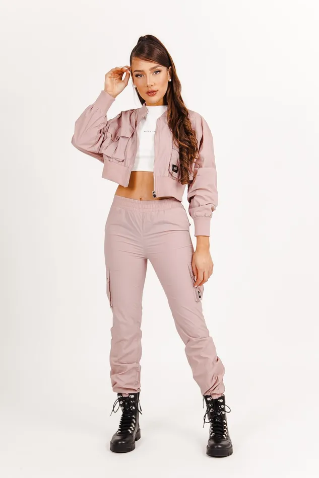 Women Sixth June Paris Outerwear Nylon Hood Track Jacket Pink Women Sixth June Paris Outerwear Nylon Hood Track Jacket Pink