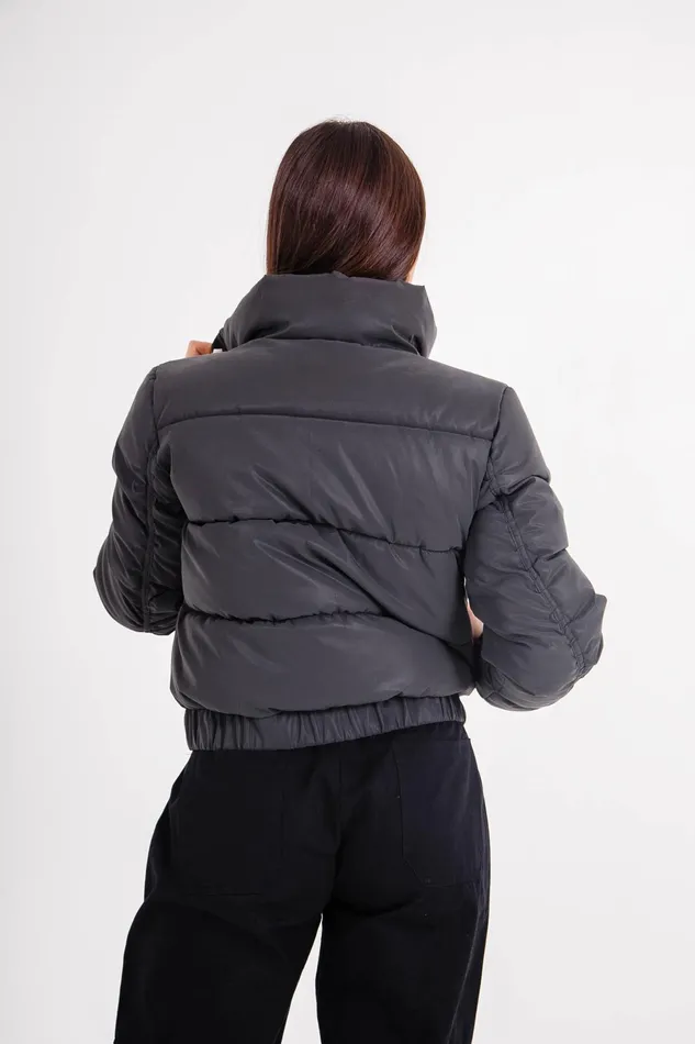 Women Sixth June Paris Outerwear Reflective High Collar Puffer Jacket Black Women Sixth June Paris Outerwear Reflective High Collar Puffer Jacket Black