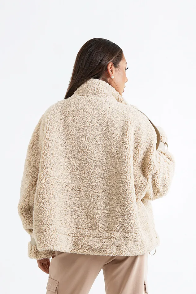 Women Sixth June Paris Outerwear Sherpa Aviator Jacket Beige Women Sixth June Paris Outerwear Sherpa Aviator Jacket Beige