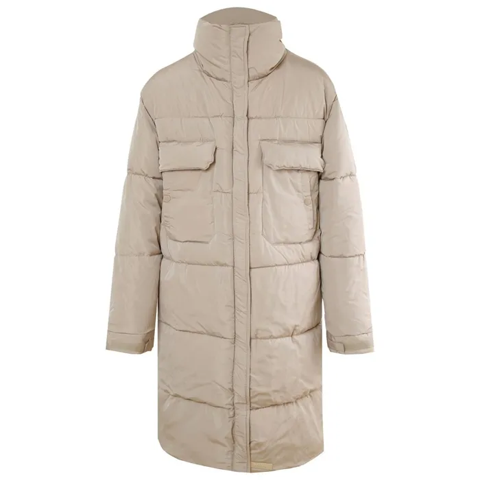 Women Sixth June Paris Outerwear Very Long Pockets Puffer Beige Women Sixth June Paris Outerwear Very Long Pockets Puffer Beige