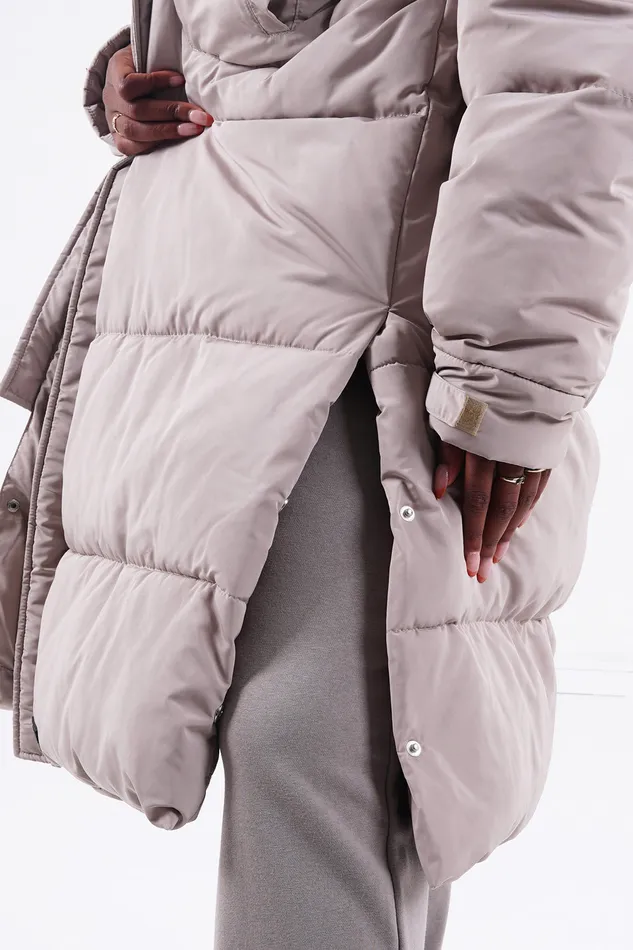 Women Sixth June Paris Outerwear Very Long Pockets Puffer Beige Women Sixth June Paris Outerwear Very Long Pockets Puffer Beige