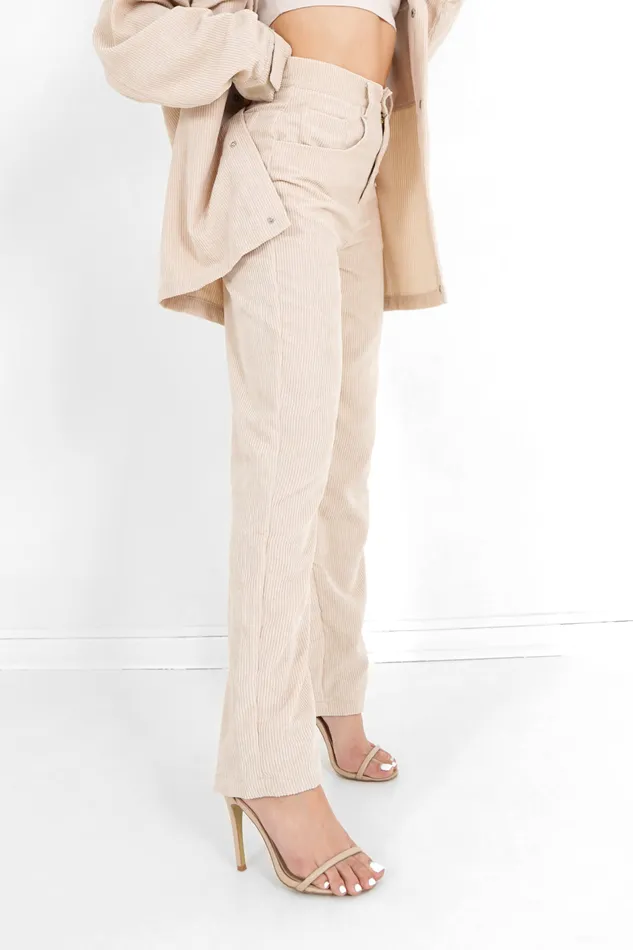 Women Sixth June Paris Pants Joggers Leggings Corduroy Straight Pants Beige Women Sixth June Paris Pants Joggers Leggings Corduroy Straight Pants Beige