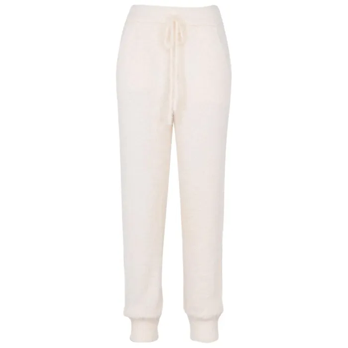 Women Sixth June Paris Pants Joggers Leggings Fluffy Joggers Beige White Women Sixth June Paris Pants Joggers Leggings Fluffy Joggers Beige White