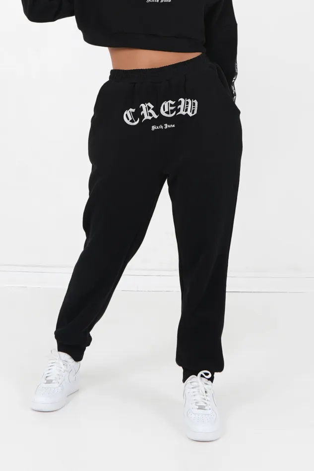 Women Sixth June Paris Pants Joggers Leggings Gothic Crew Joggers Black