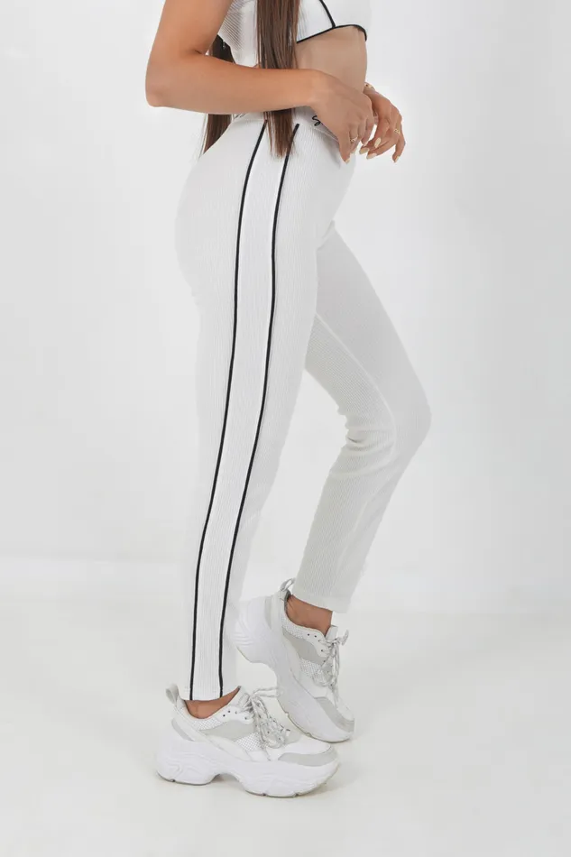 Women Sixth June Paris Pants Joggers Leggings Signature Ribbed Leggings White Women Sixth June Paris Pants Joggers Leggings Signature Ribbed Leggings White