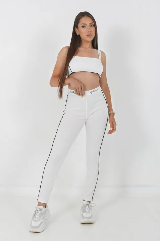 Women Sixth June Paris Pants Joggers Leggings Signature Ribbed Leggings White Women Sixth June Paris Pants Joggers Leggings Signature Ribbed Leggings White