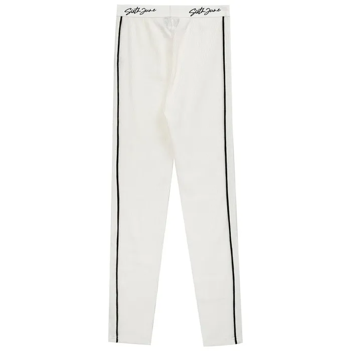Women Sixth June Paris Pants Joggers Leggings Signature Ribbed Leggings White Women Sixth June Paris Pants Joggers Leggings Signature Ribbed Leggings White