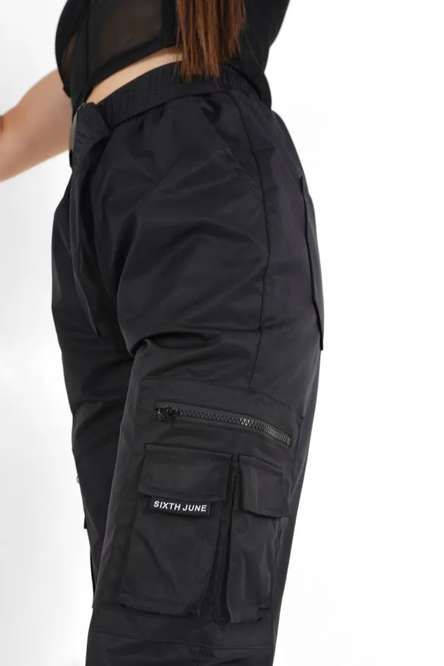 Women Sixth June Paris Pants Joggers Leggings Tactical Cargo Pants Black Women Sixth June Paris Pants Joggers Leggings Tactical Cargo Pants Black